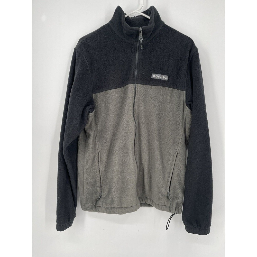 Columbia Men's Fleece Jacket Black Grey Colorblock Full Zip Size M‎